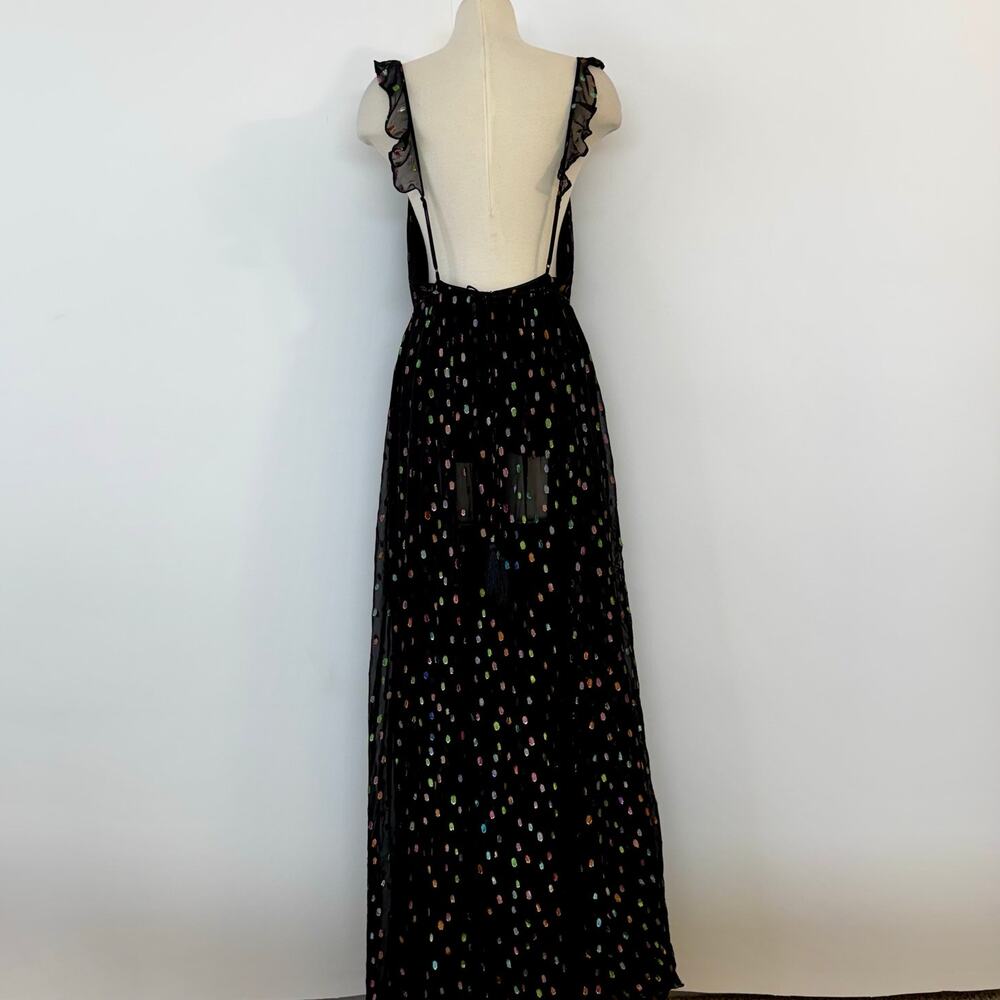 Michael Costello x Revolve Natalie Maxi Dress in Black Rainbow Dots M NWT - Picture 8 of 15